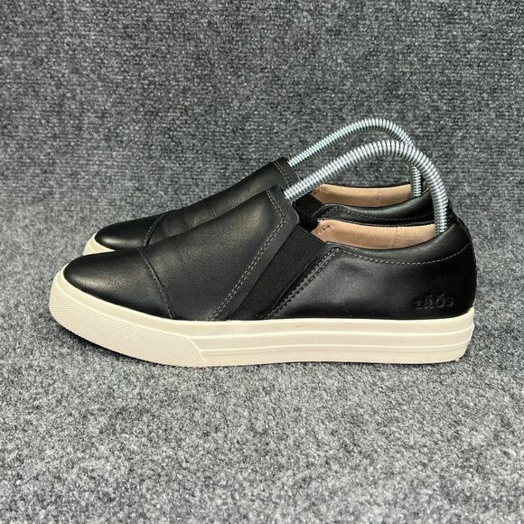 Taos Twin Gore Lux Slip On Sneakers Womens Size 7.5 Black Leather Comfort Loafer - Picture 4 of 13